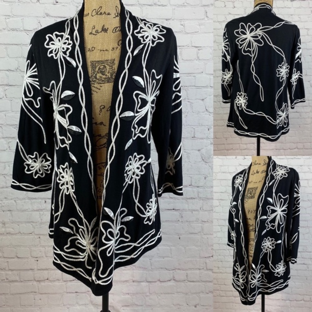 Lauren Michelle NWT Ribbon Design Open Front Jacket
